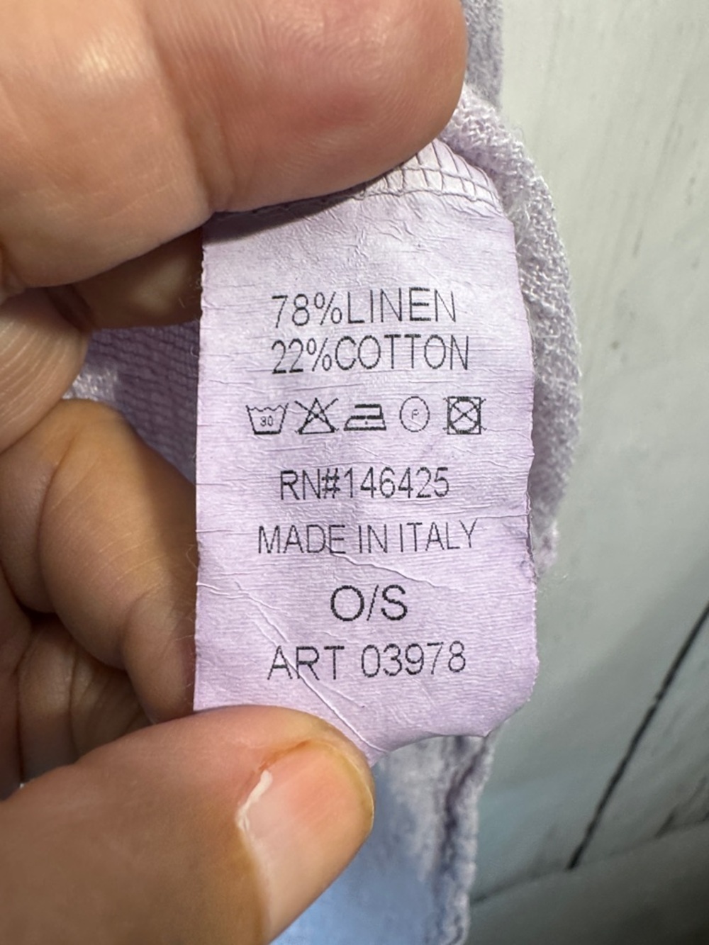 Lavender Tina Stephen’s Linen-Cotton blend round Neck blouse made with n Italy - Picture 5 of 5